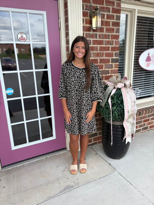 Print Jacquard Mini Dress