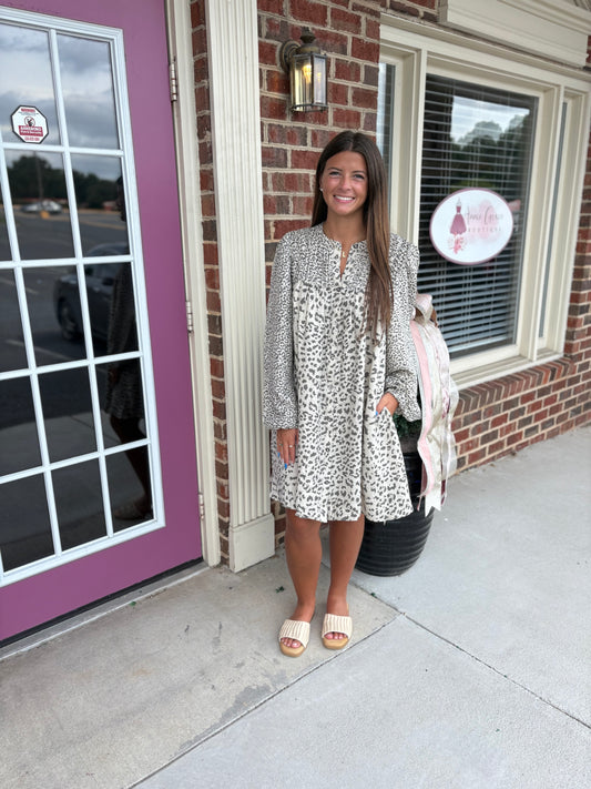 Animal Print Button Down Dress