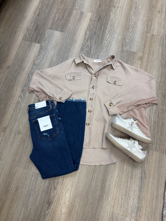Latte Waffle Knit Jacket