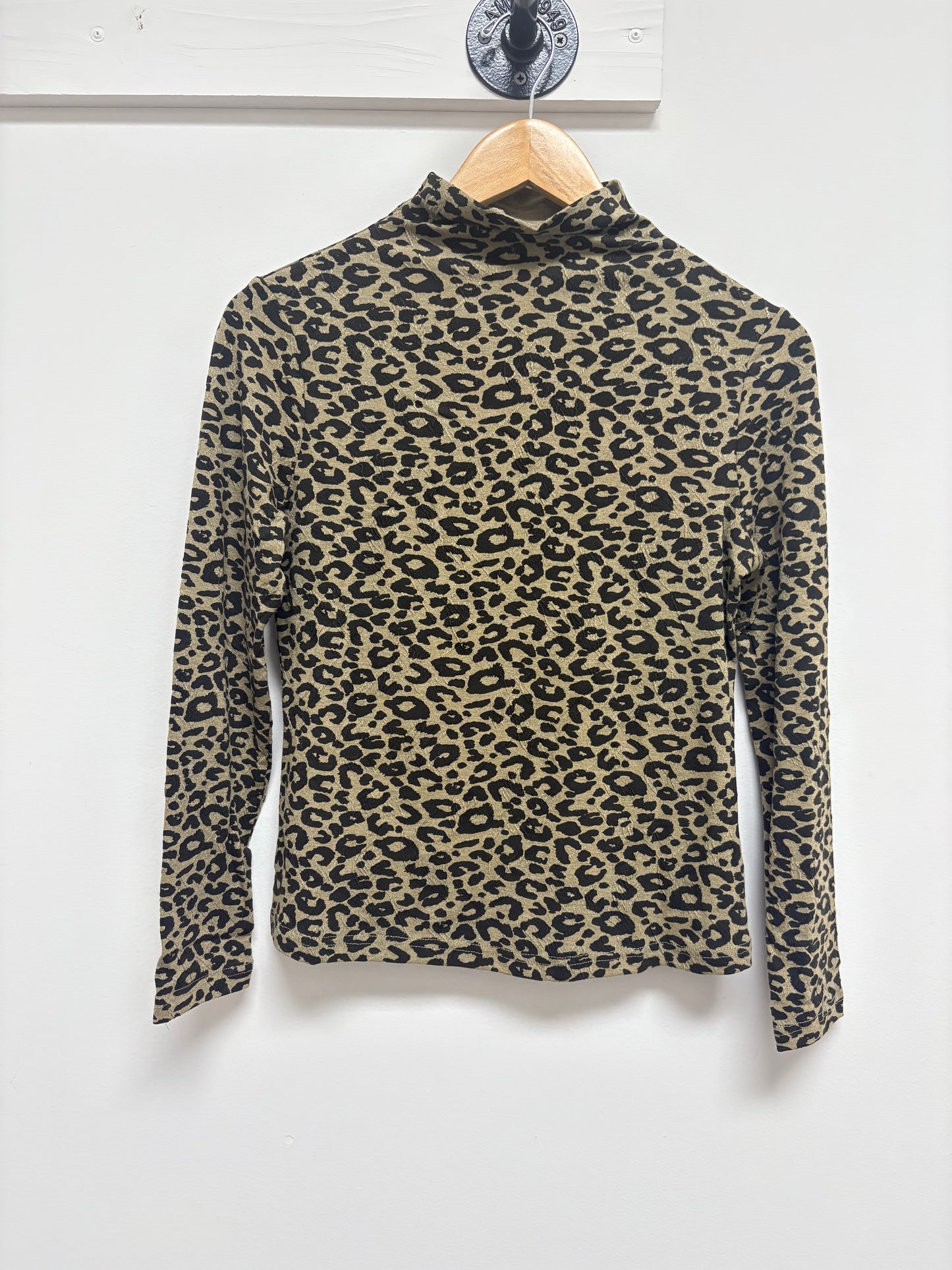 Animal print long sleeve mock neck top