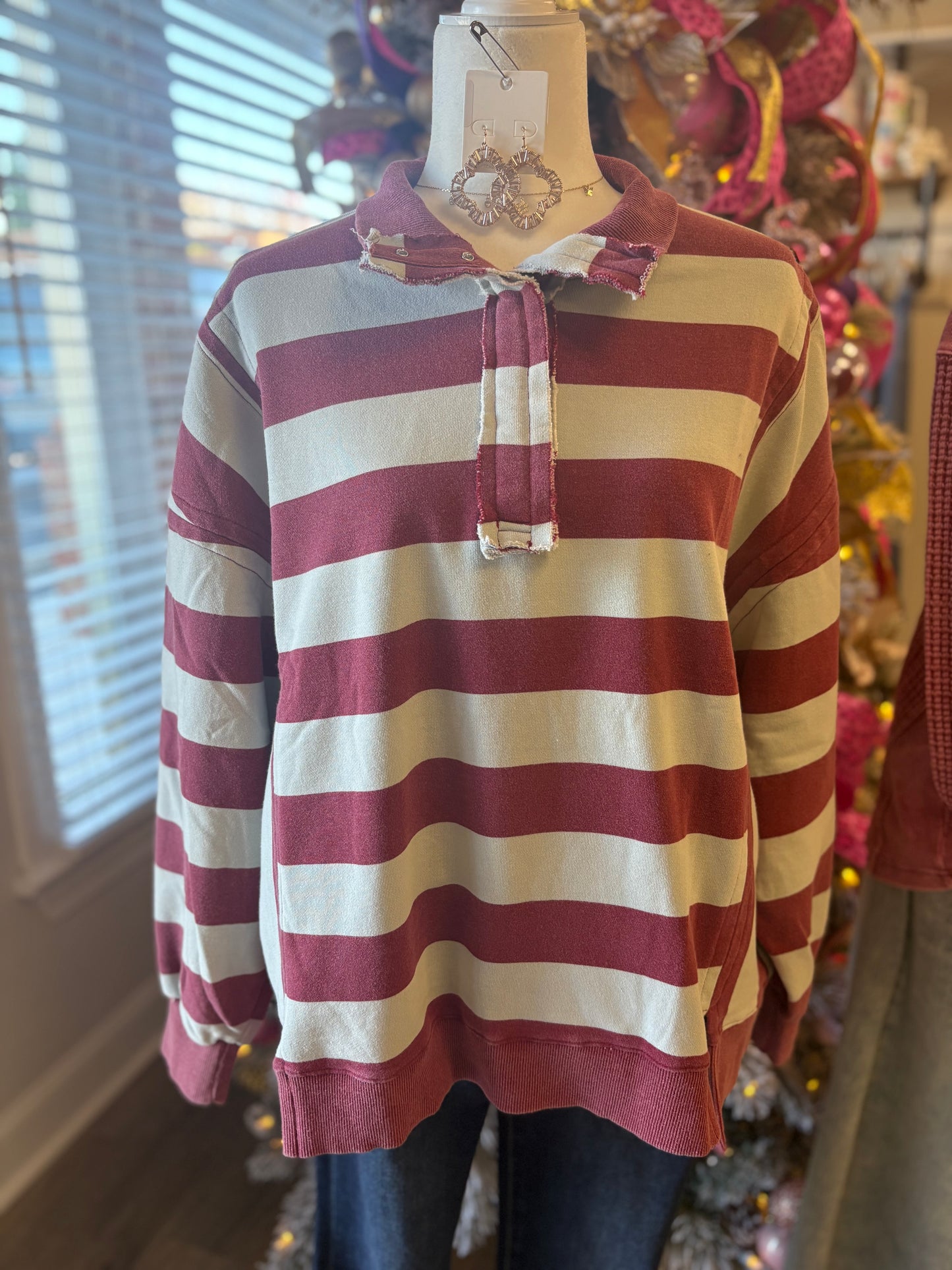 Stripe 1/4 Button top
