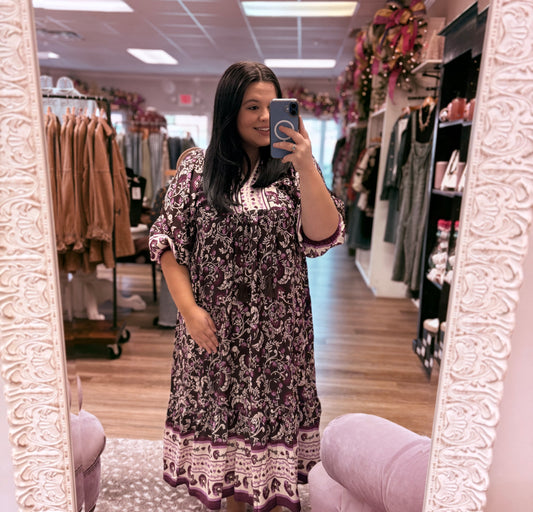 Plum Blossom Midi Dress