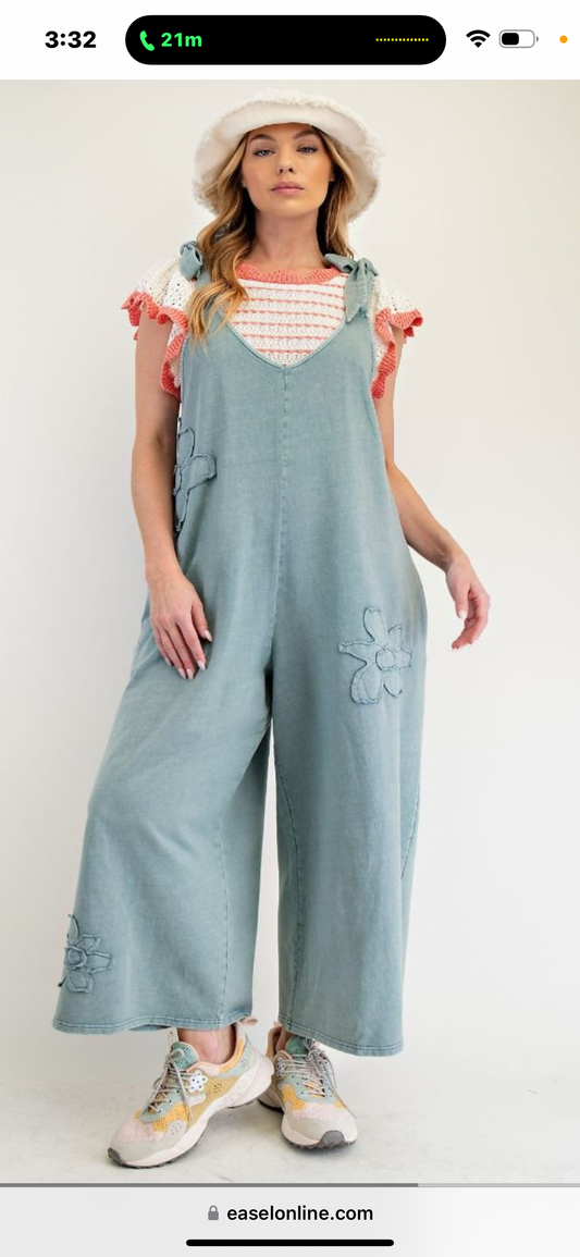 Dusty Blue mineral washed Jumpsuit