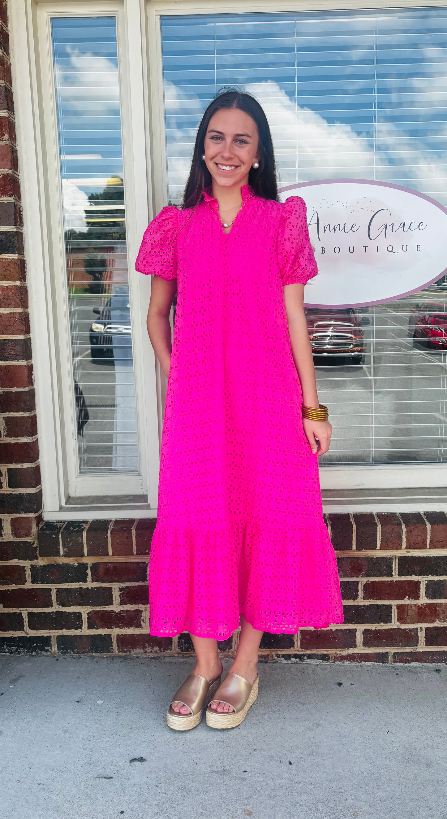 Eyelet Midi Dress