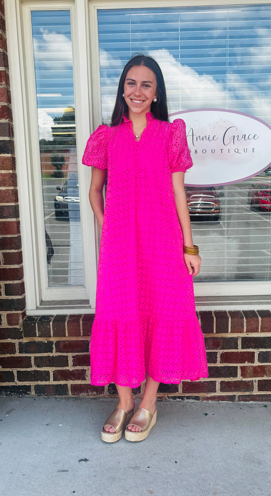 Eyelet Midi Dress
