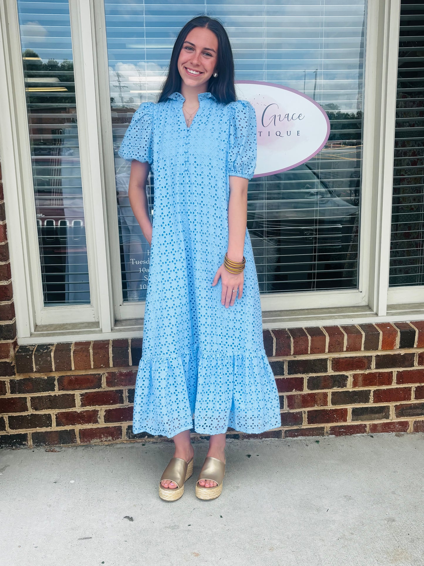 Eyelet Midi Dress