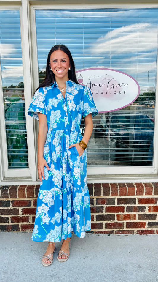 Coastal Orchid Midi Dress