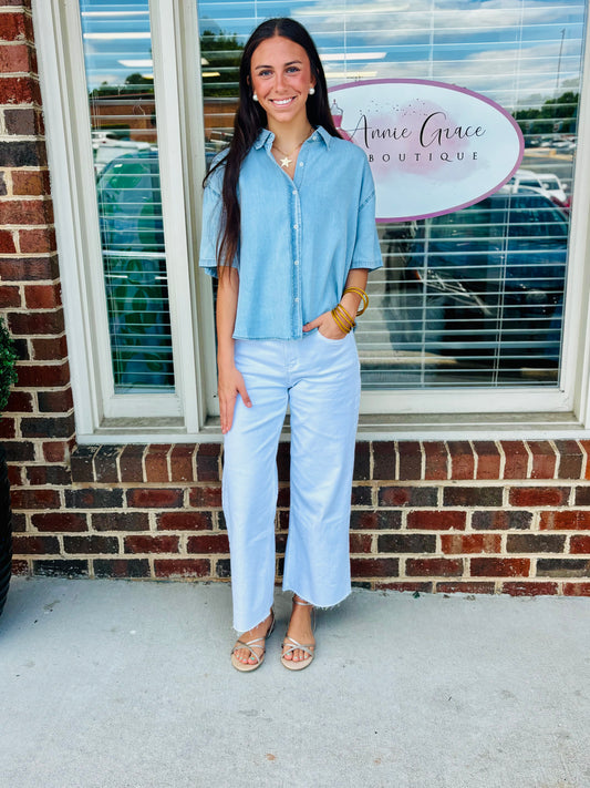 Denim Breeze Button-Up