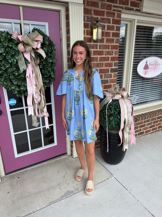 Floral Periwinkle Tunic Dress