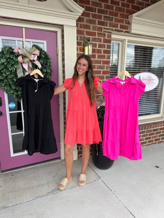 Tiered Ruffle Sleeve Dress