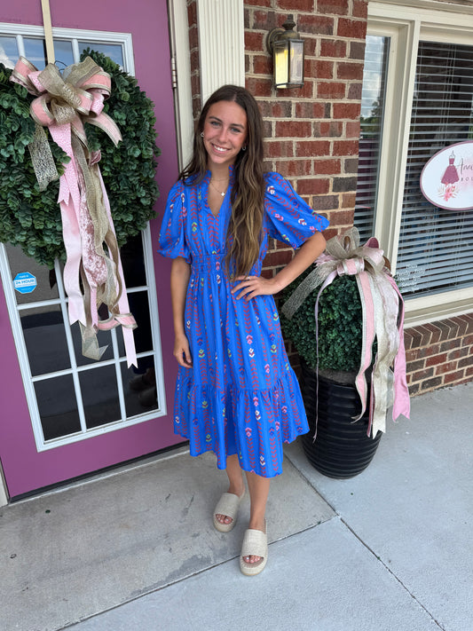 Blue Mix Midi Dress
