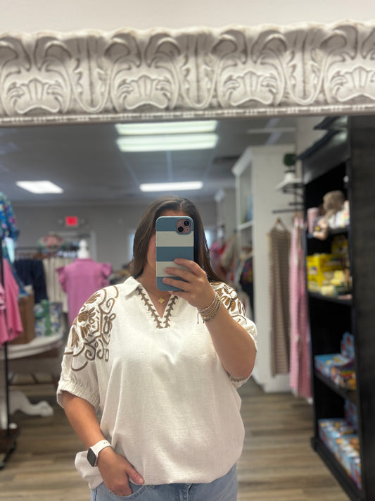 Boho Embroidered Top