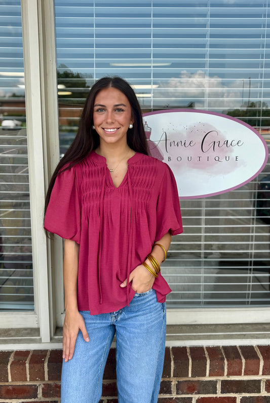Pleated Dusty Mauve Blouse
