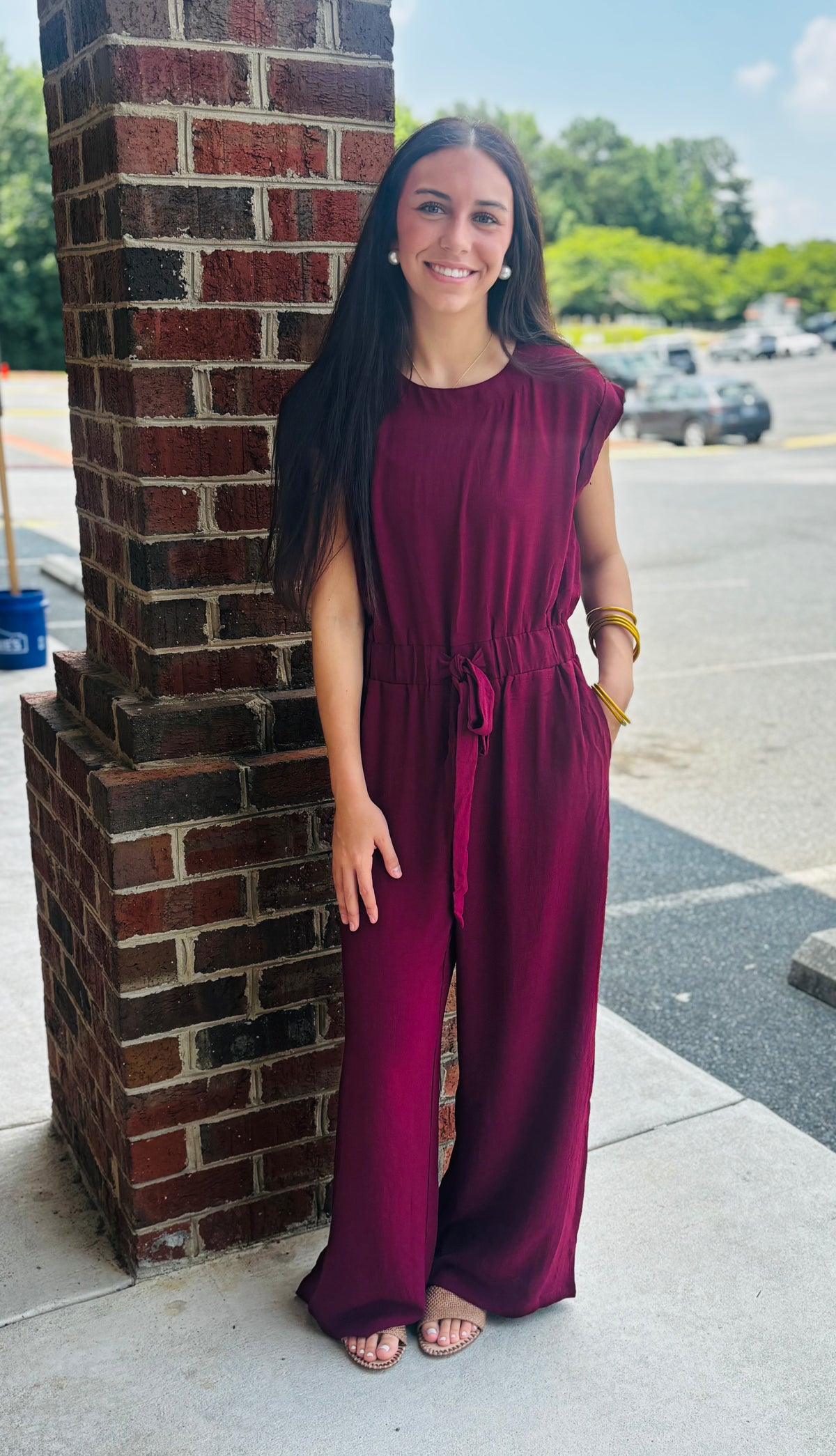 Sleeveless Wine Jumpsuit