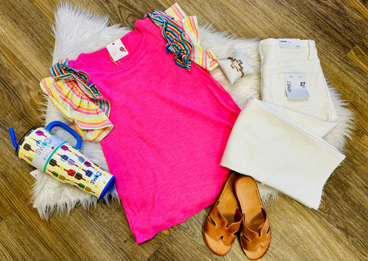 Pink Double Flutter Top