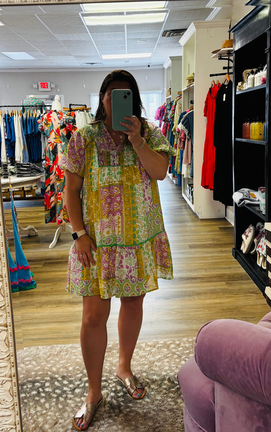 Green Mix Floral Dress
