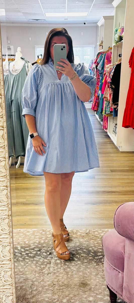 Blue Pin Stripe Dress