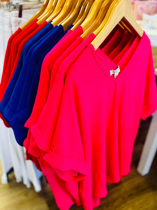 Short Sleeve V Neck Top
