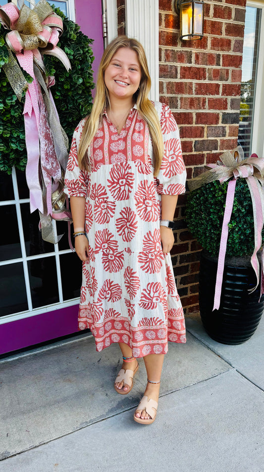 Rose Clay Midi Dress