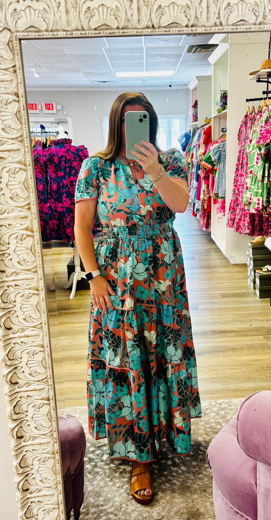 Print Tiered Maxi Dress