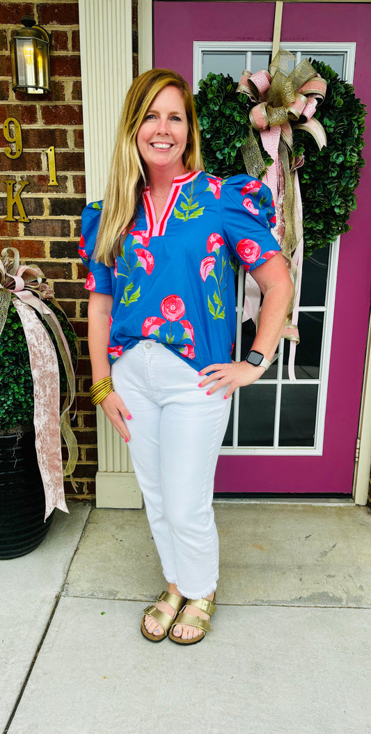 Blue Floral Top