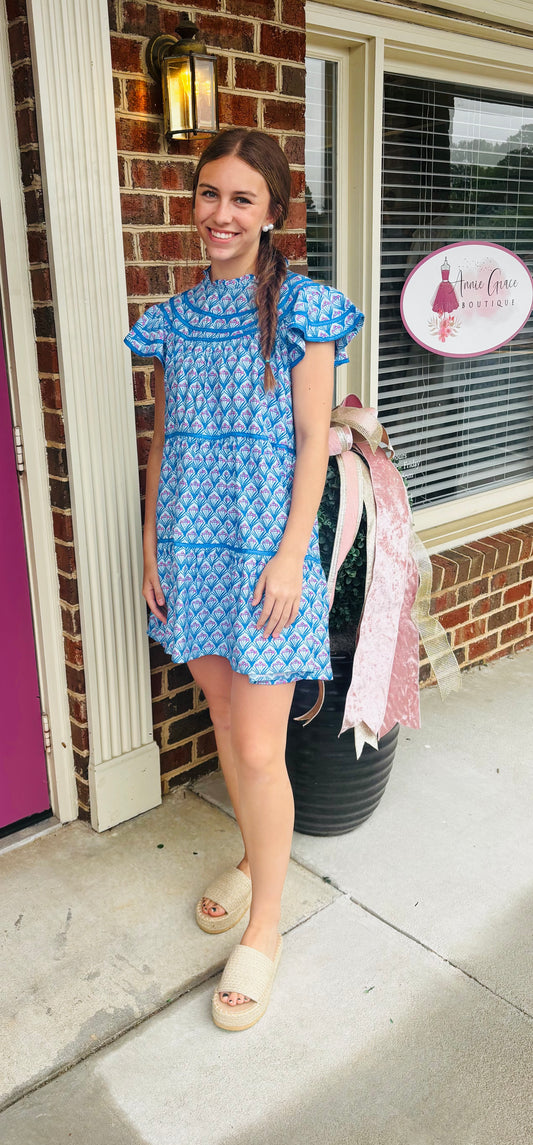 Tiered Ruffle Sleeve Mini Dress