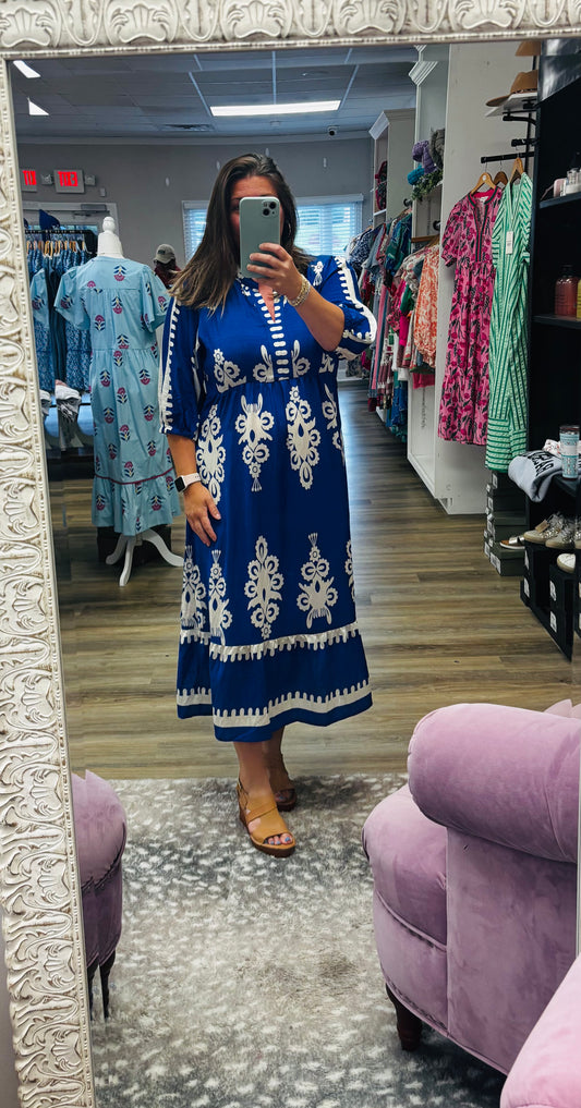 Desert Bloom Embroidered Midi Dress
