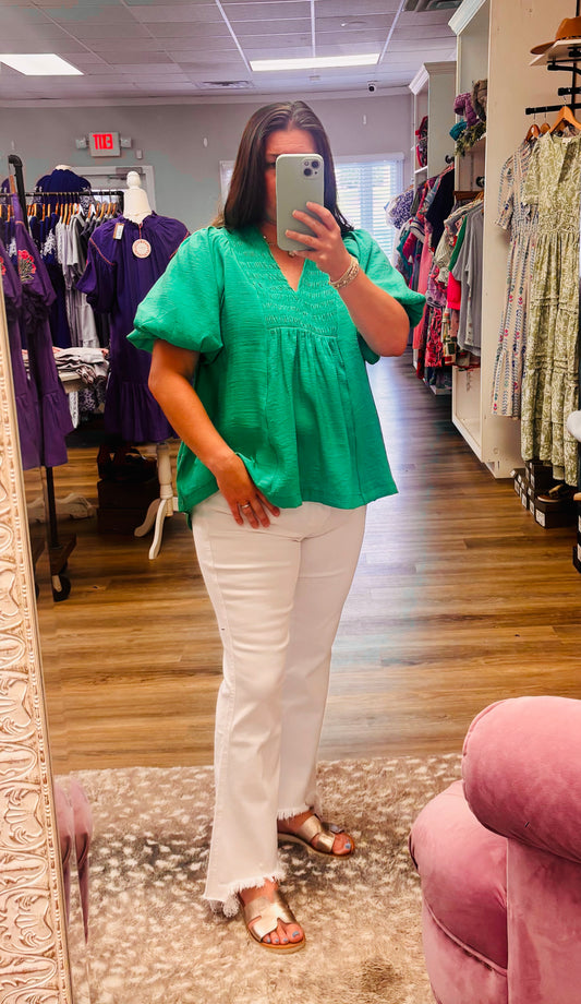 Jade Bubble Sleeve Top