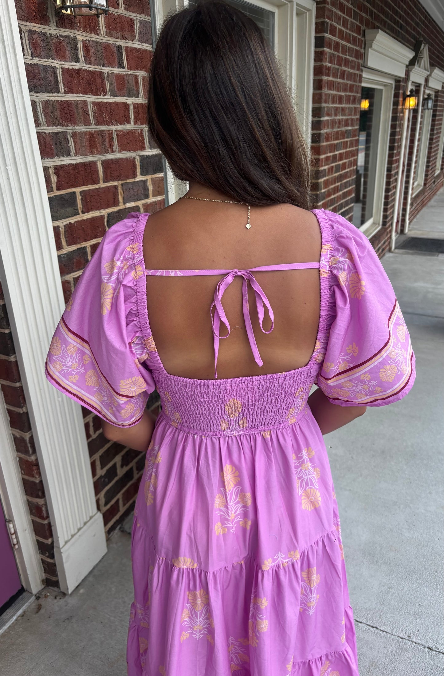 Floral Smocked cutout Midi