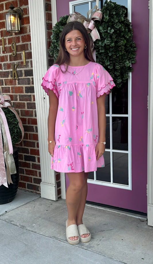 Embroidered Babydoll Dress