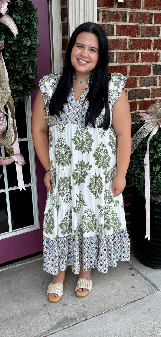 Olive Mix Midi Dress