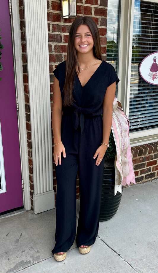 Black Short Sleeve Jumpsuit