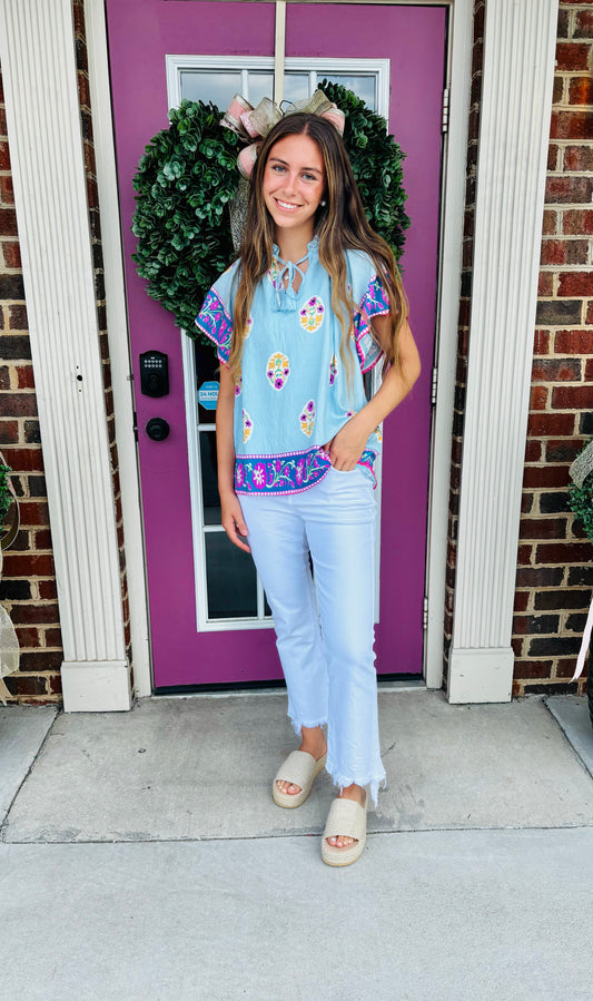 Boho Bloom Border Top