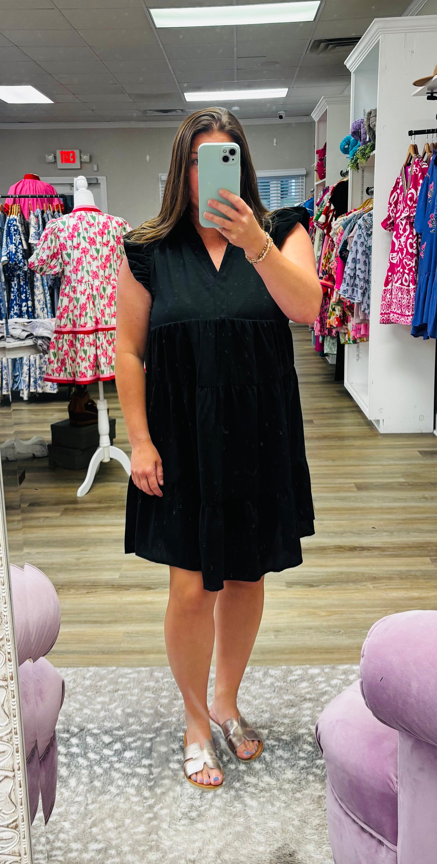Tiered Ruffle Sleeve Dress
